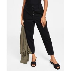 Bar III Women's Button Fly High Rise Tapered Pants black size 14
